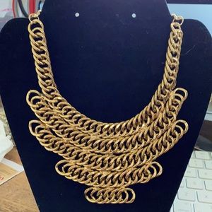 1990’s Gold Tone Big Link Bib Necklace By Aldo